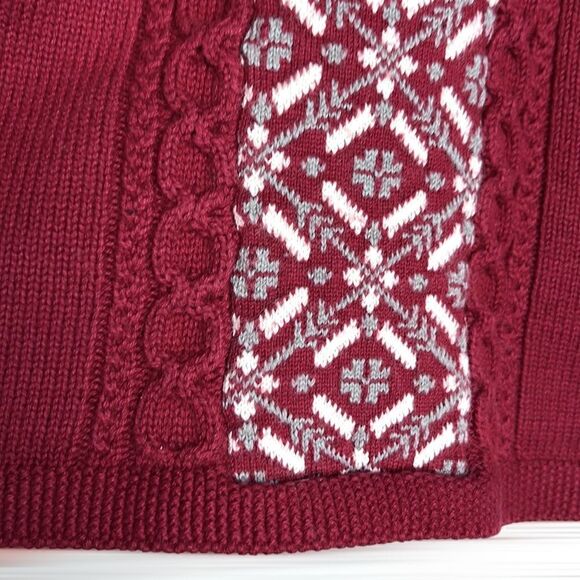 Hanna Andersson Short Sleeve Fair Isle Knit Sweater Burgundy Cotton Wool Dress 2 - Picture 8 of 12